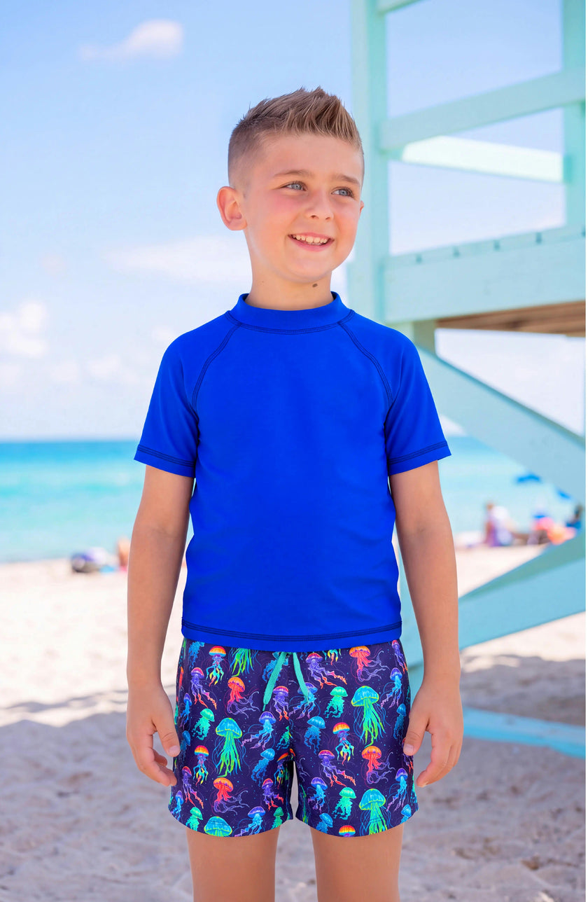 Dylan Boys Neon Jellyfish Print Board Shorts