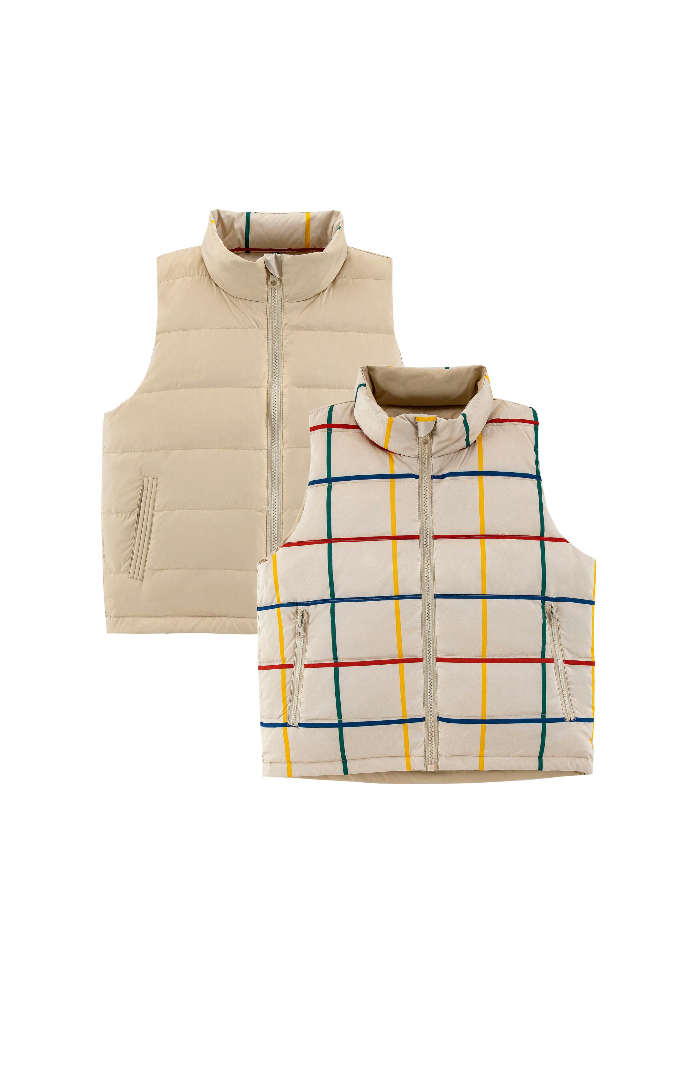 Casey Reversible Lightweight Down Puffer Vest, Primary Plaid