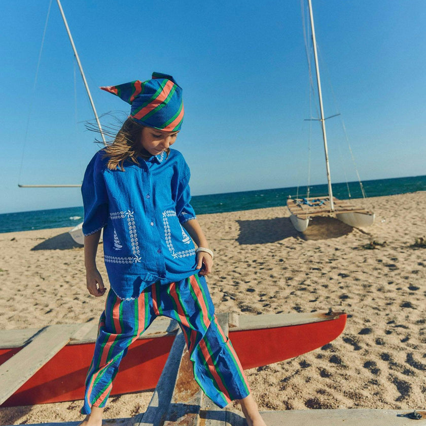 TROPIC STRIPED PANTS NAVY / RED