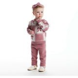 Infant Chenille Sweater Set with Headband| Pink Bows