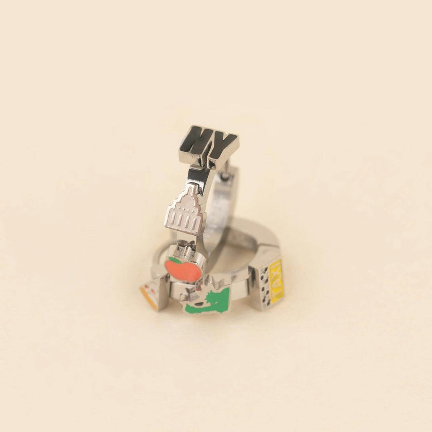 NYC 3D Huggie Hoop Earrings