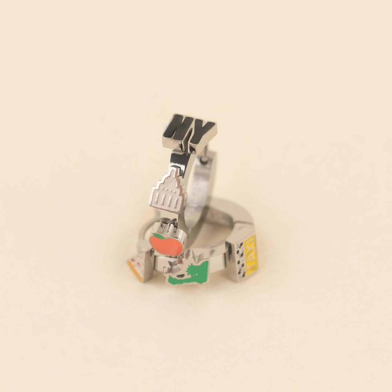NYC 3D Huggie Hoop Earrings