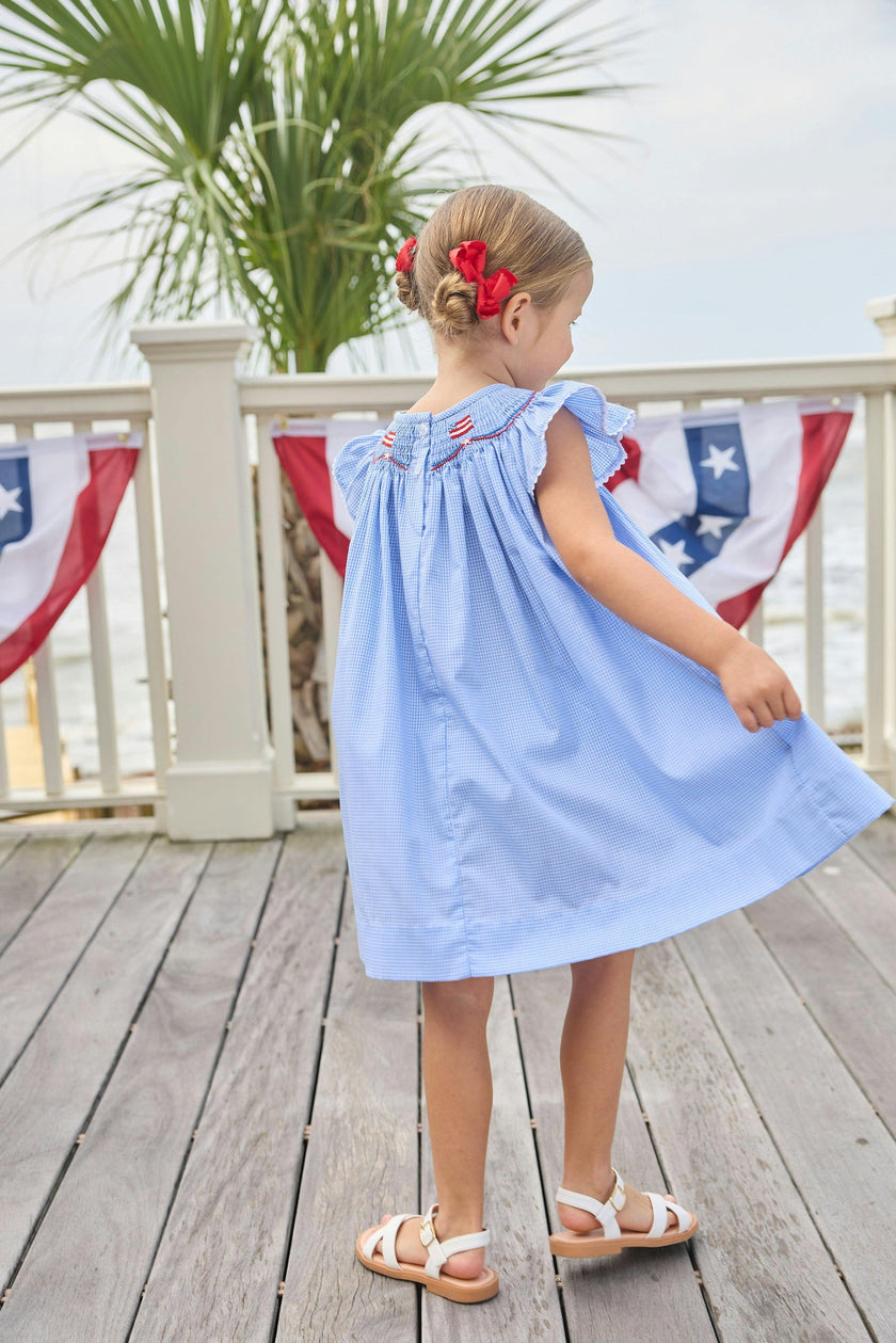 Smocked Bishop Dress - Flags