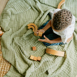Cotton Muslin Quilted Throw - Fern