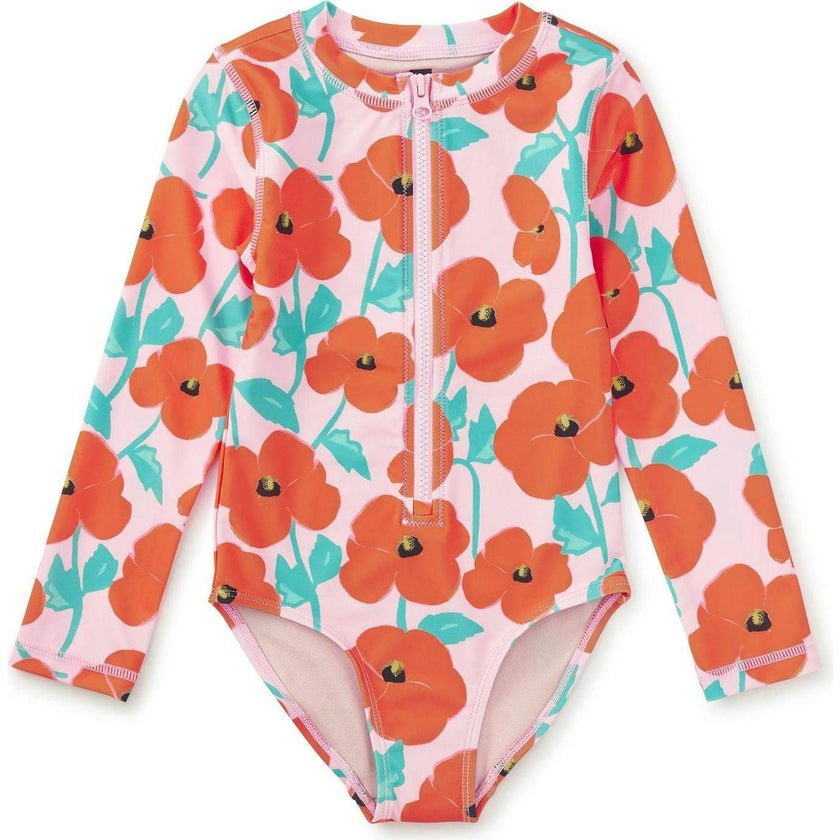 Long Sleeve One-Piece Swimsuit, Red