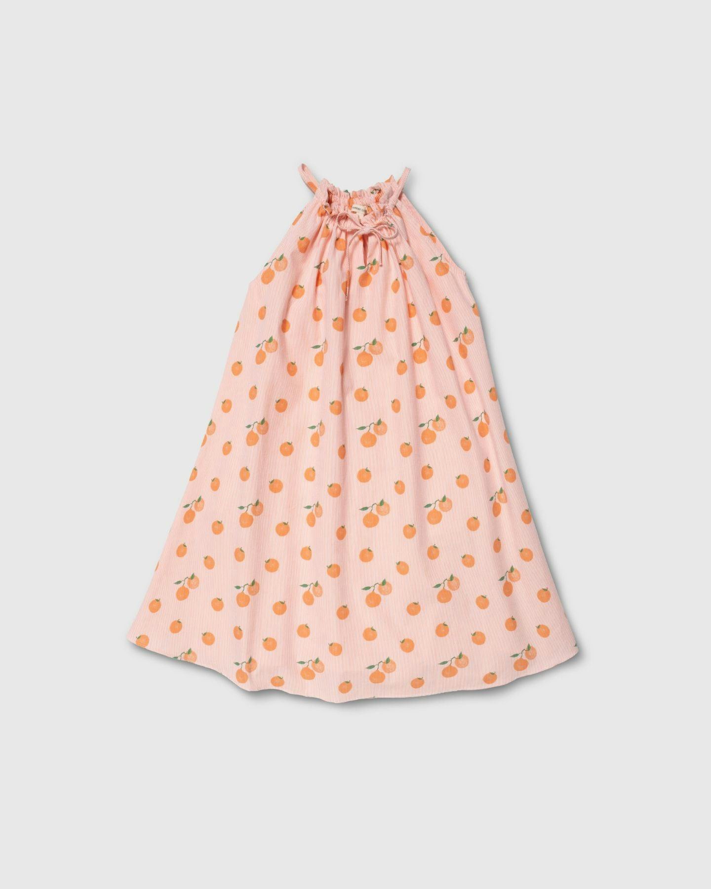 Tie Neck Dress in Clementine