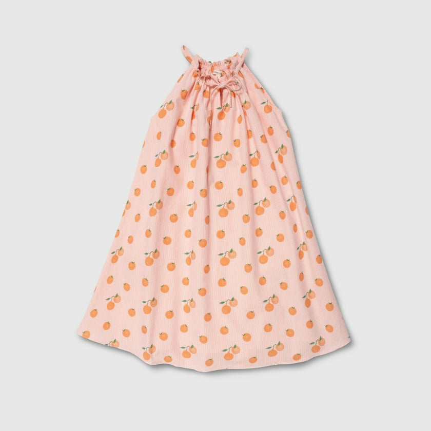 Tie Neck Dress in Clementine