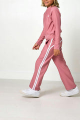 girls dusty pink wide leg sweatpant