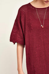 Madagascar Pointelle Dress in Black Cherry