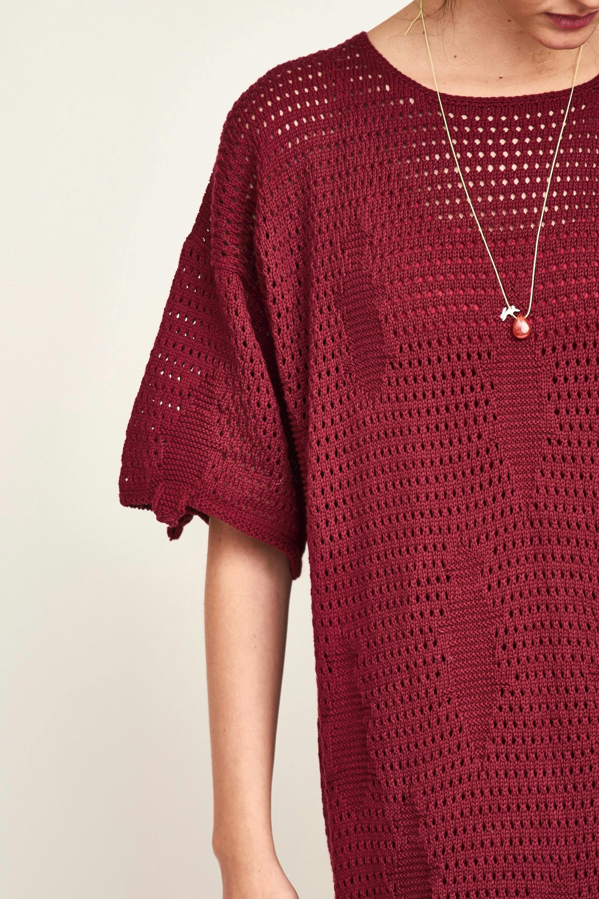 Madagascar Pointelle Dress in Black Cherry