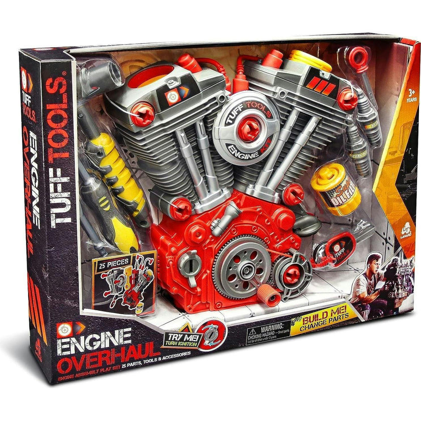 Tuff Tools: Engine Overhaul Pretend Play Toy - 25 Piece Playset w/ Lights & Sounds
