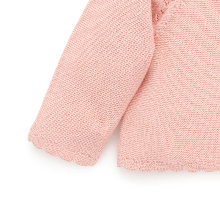 Scalloped Cardigan Guava Melange