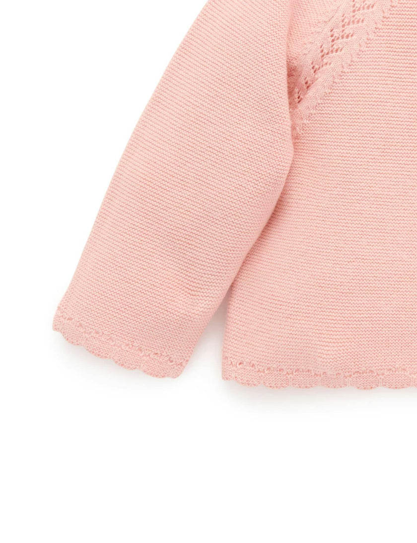Scalloped Cardigan Guava Melange