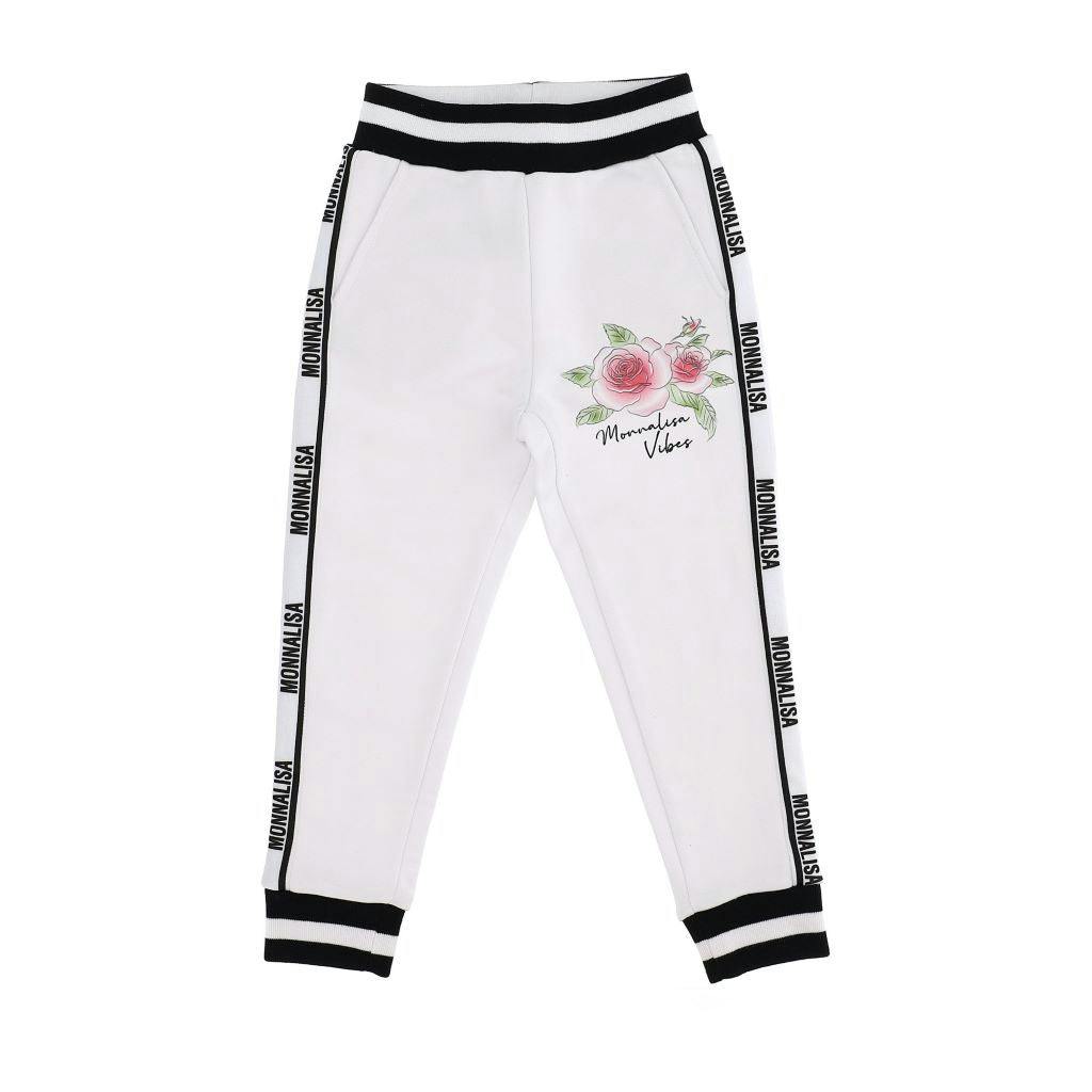 White Flower Print Sweatpants