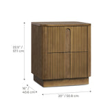 Potomac Reeding Pattern 2 Drawer Push to Open Nightstand Greige Wood Accent Storage