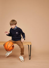The Navy Merino Cableknit Crew