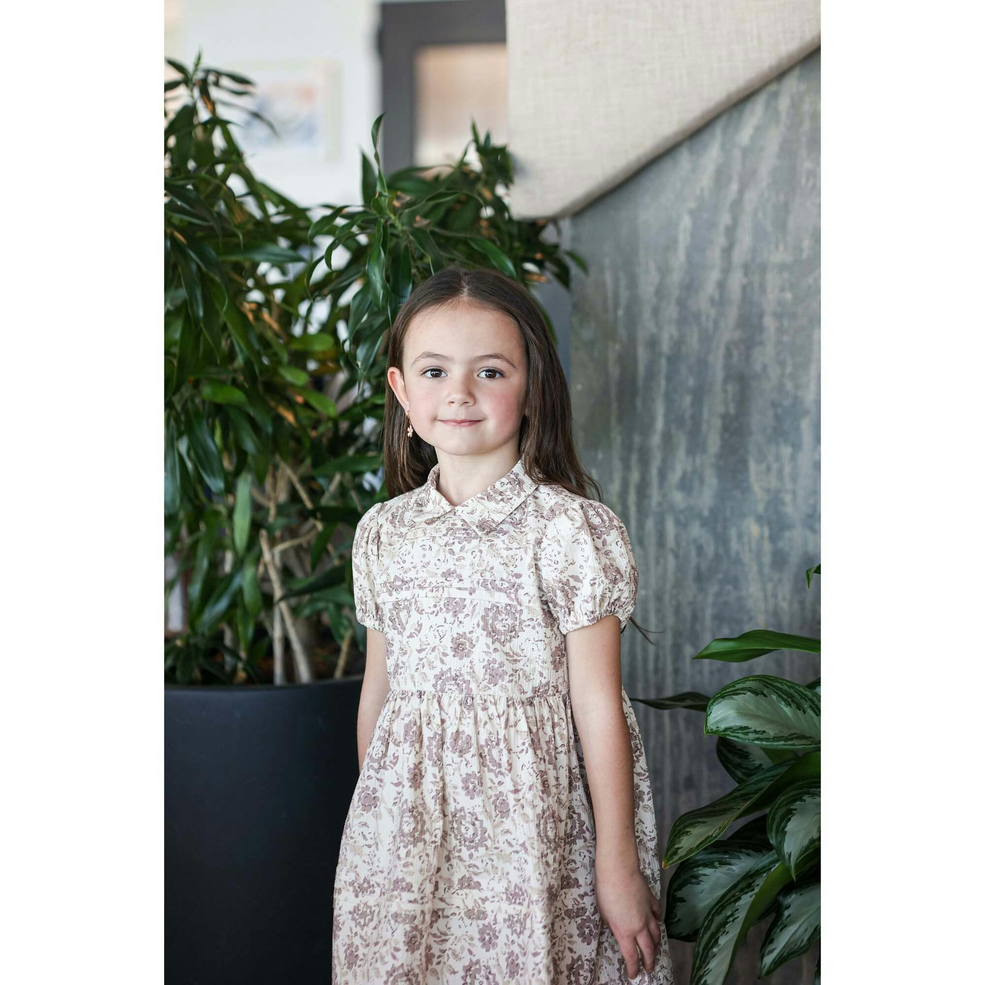 Pleated Garden Short Sleeve Dress