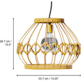 Outdoor Solar Powered Open Wicker Hanging Lantern Shaped Pendant Light With Dimmable Bulb And Remote Control With Multiple Modes And Levels