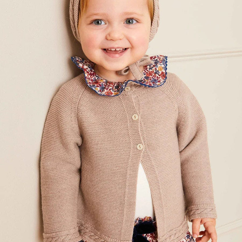 Cable Detail Cardigan in Beige (6mths-3yrs)