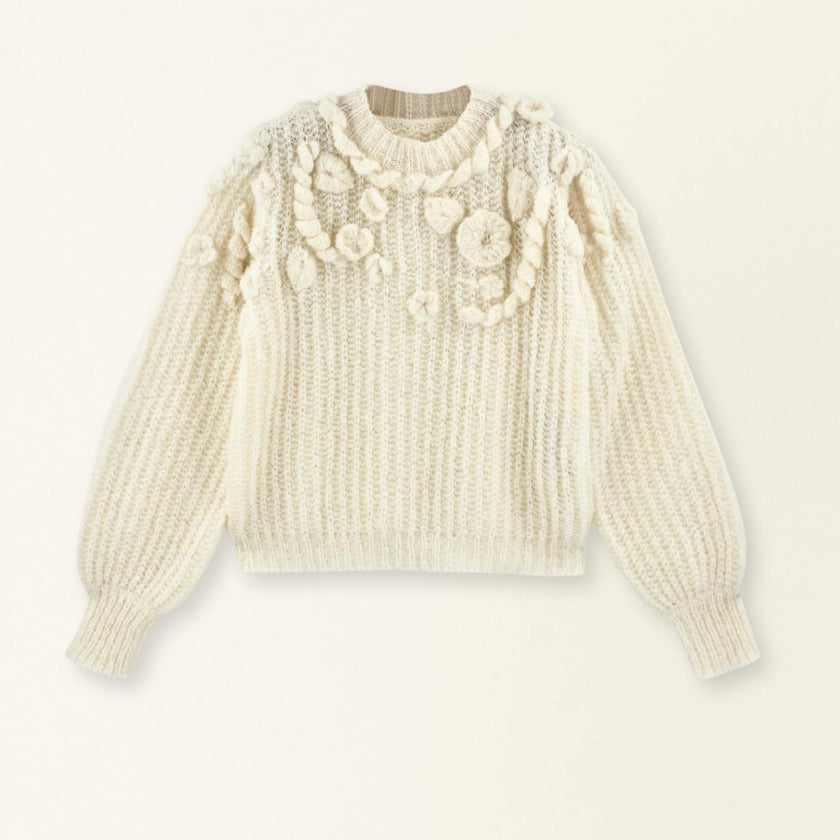 Moritz Embroidered Pullover in Alabaster
