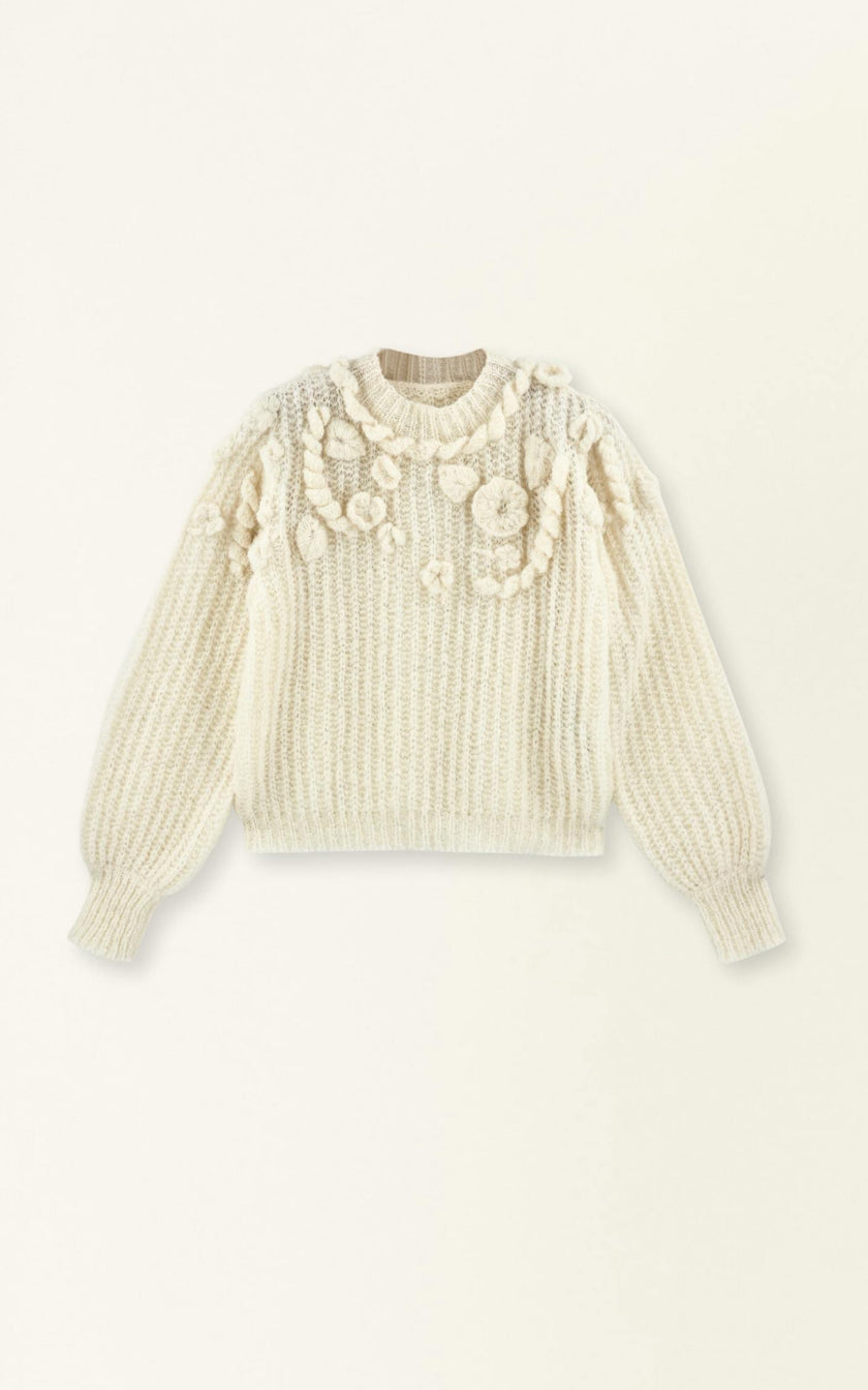 Moritz Embroidered Pullover in Alabaster