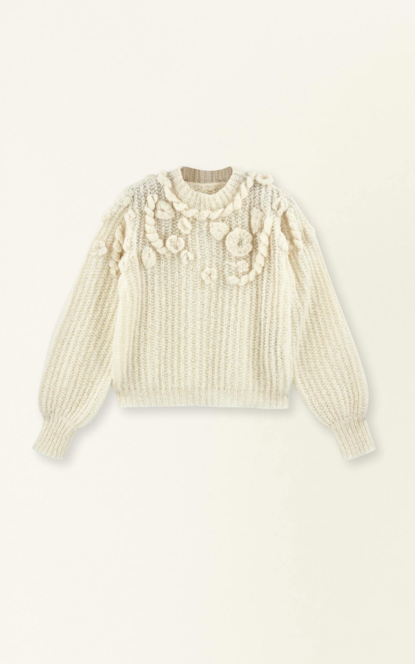 Moritz Embroidered Pullover in Alabaster