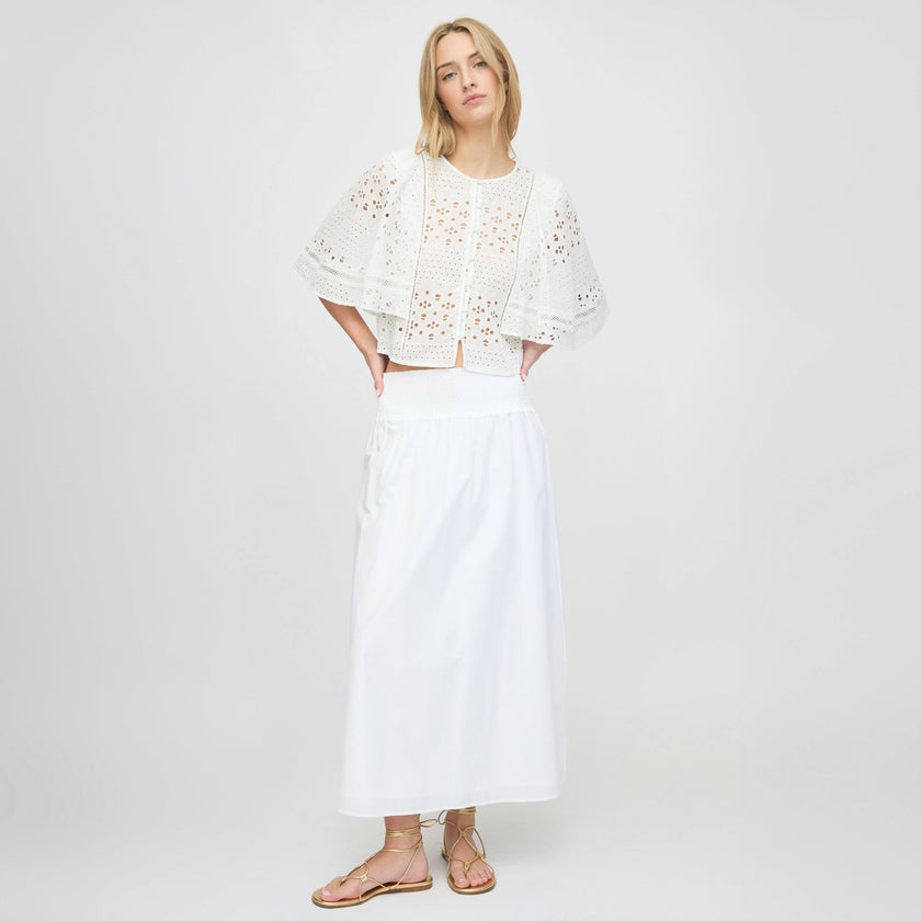 The Meadow Top - White Floral Broderie