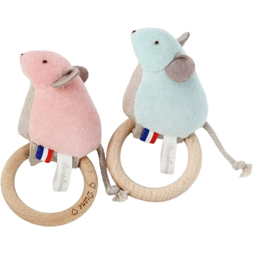 Mouse Ring Rattle - Blue
