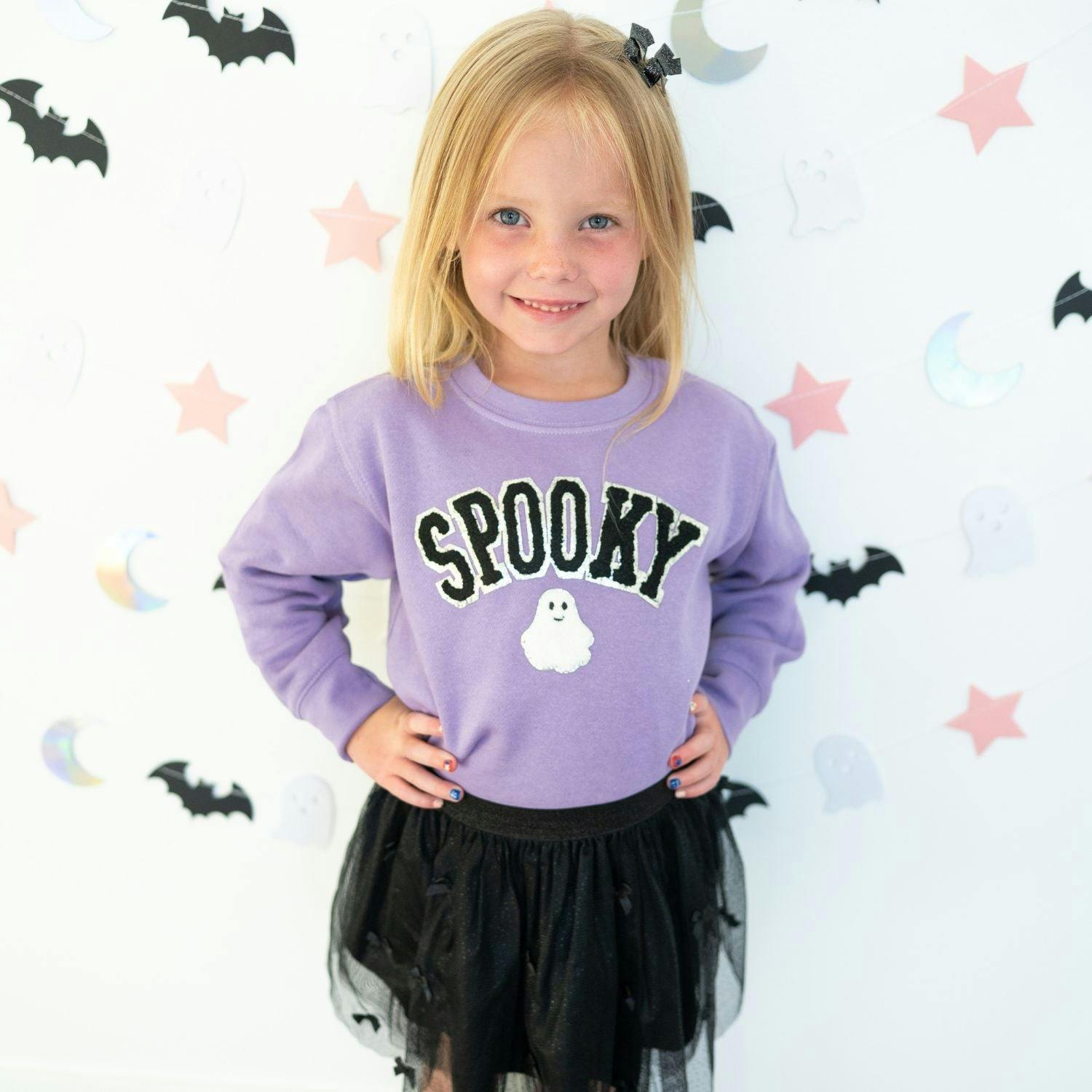 Spooky Ghost Patch Halloween Sweatshirt