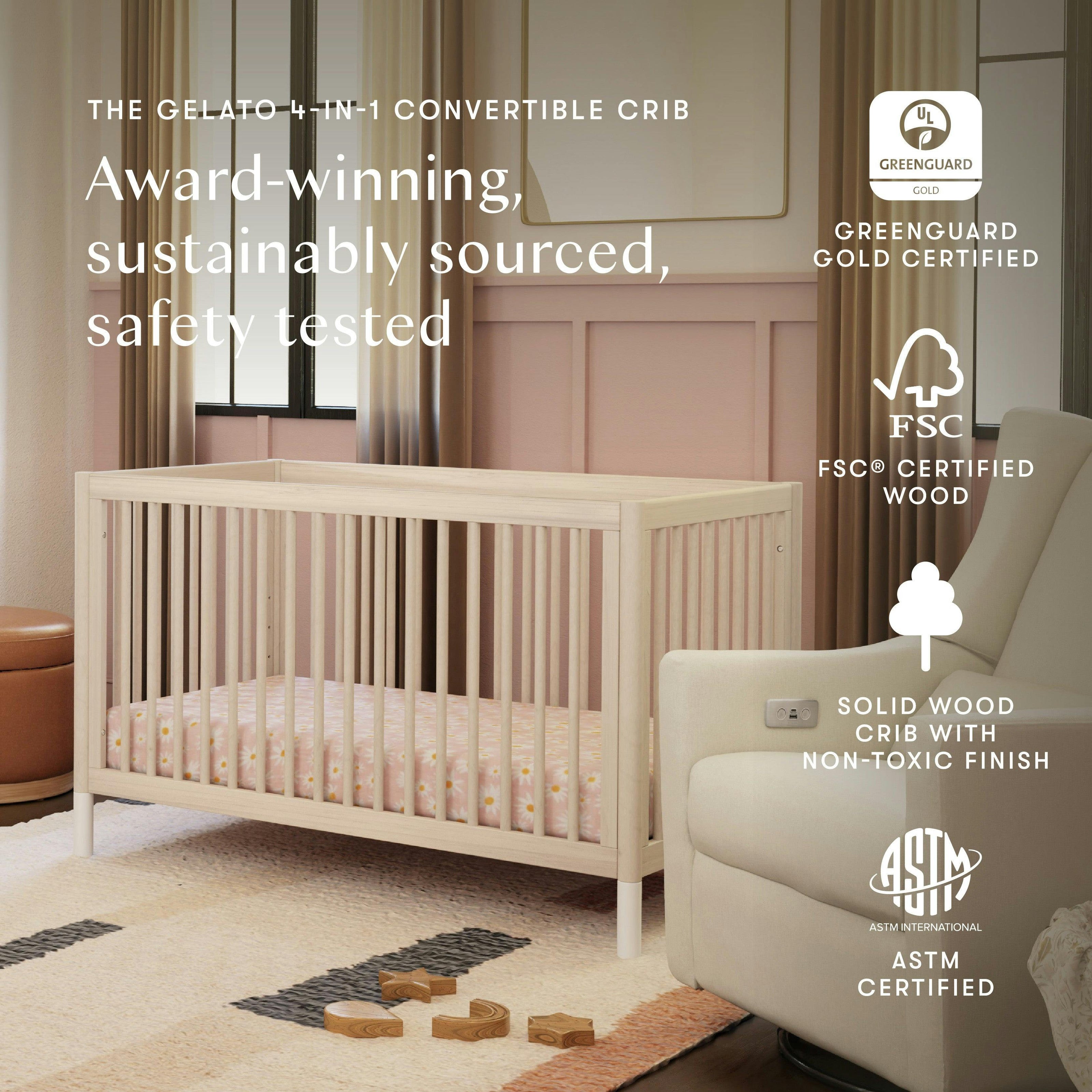 Babyletto Gelato 4-in-1 Convertible Crib with Toddler Bed Conversion Kit