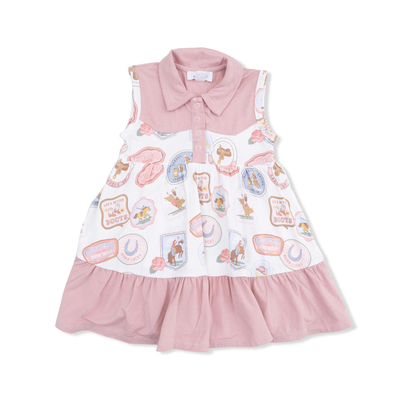 Rodeo Patches Pink - Cowboy Bodysuit Dress