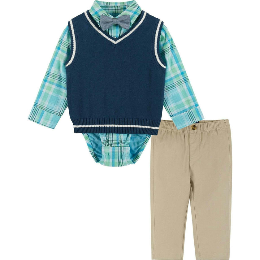 Infant Plaid Poplin and Sweater Vest Set