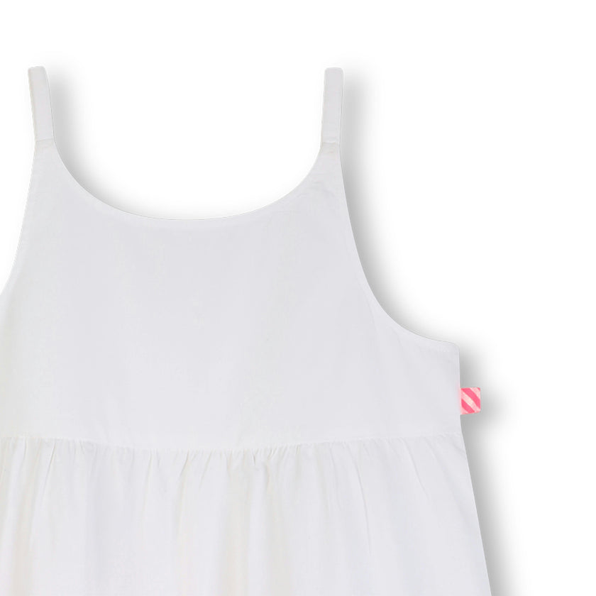 White & Multicolor Trim Kids’ Dress