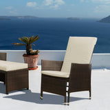Outdoor Rattan Patio Lounge Chair With Pull-Out Ottoman And Cushions