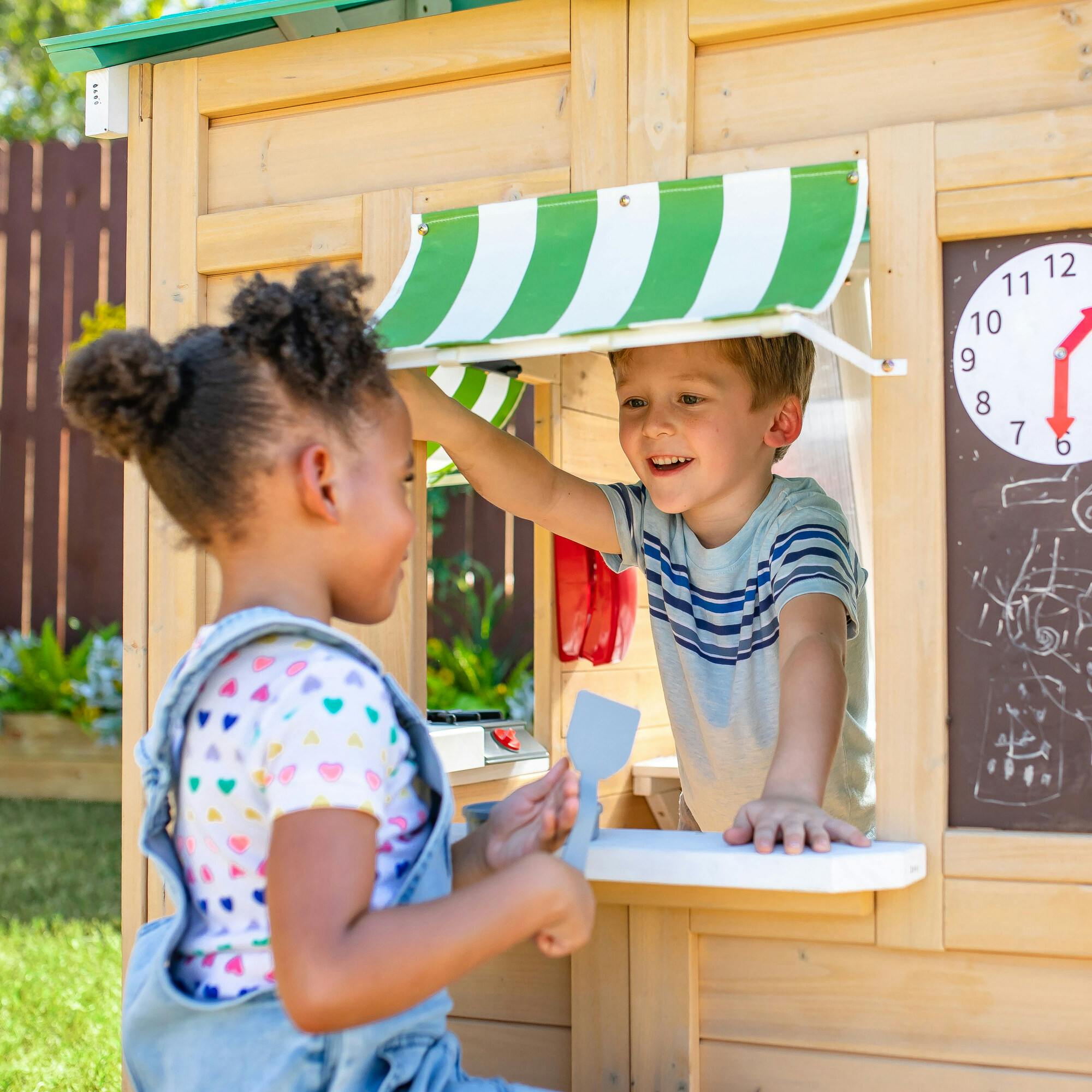 Teamson Kids Gardenia Wooden Playhouse with Large Window & Kitchen