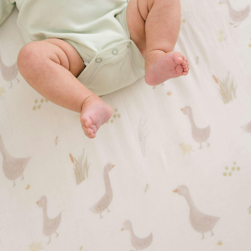 Charlie Farmhouse Goose Crib Fitted Sheet for Baby Nursery