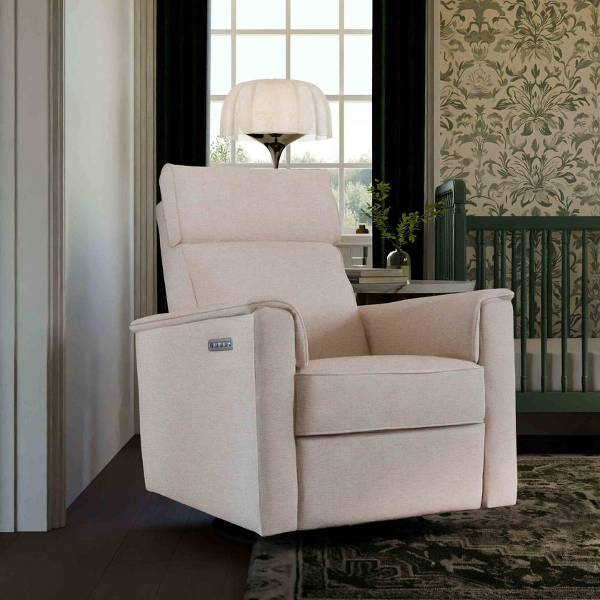 Willa Pro Power Glider Recliner w/ Power Lumbar in Performance Beach Eco-Weave