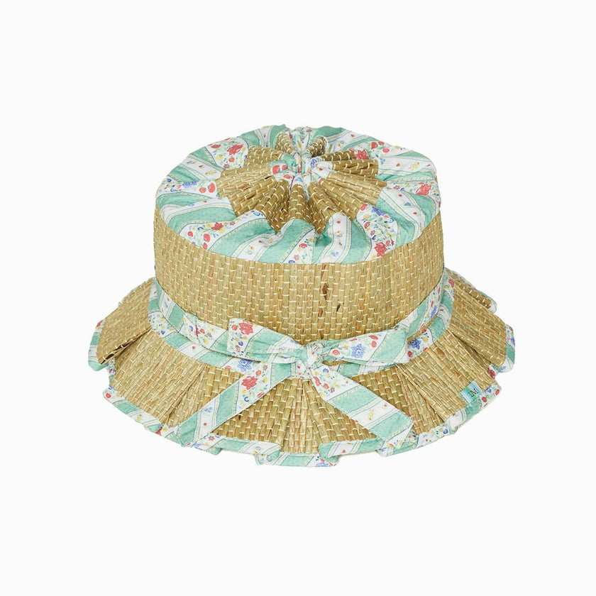 Lorna Murray x La Coqueta Sage Floral Stripe Beauty Point Girl Grass Hat