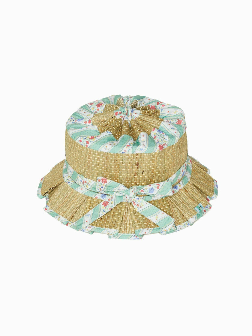 Lorna Murray x La Coqueta Sage Floral Stripe Beauty Point Girl Grass Hat