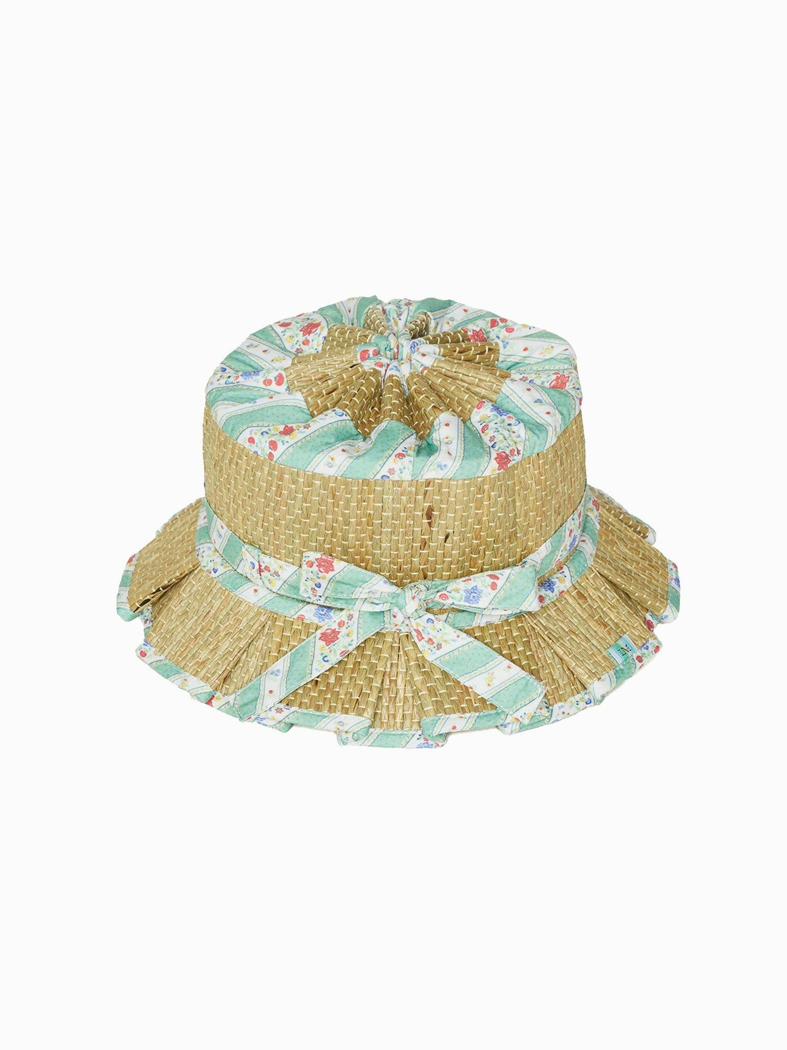 Lorna Murray x La Coqueta Sage Floral Stripe Beauty Point Girl Grass Hat