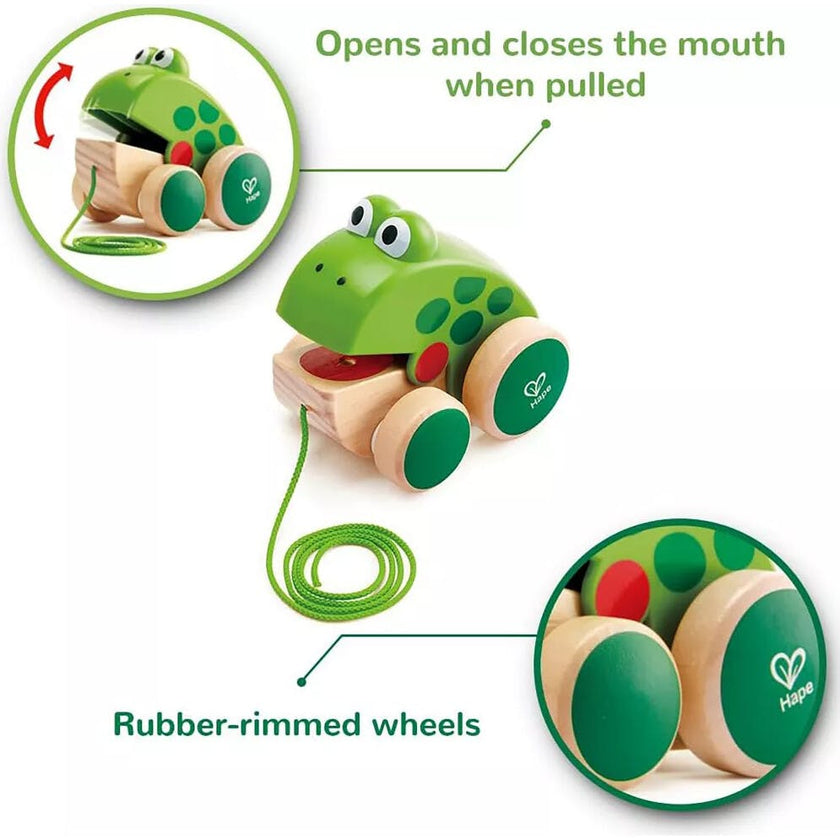 Hape: Pull Along - Wooden Green Toy