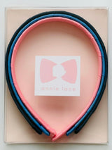 Set of three headbands - navy, capri blue and pink