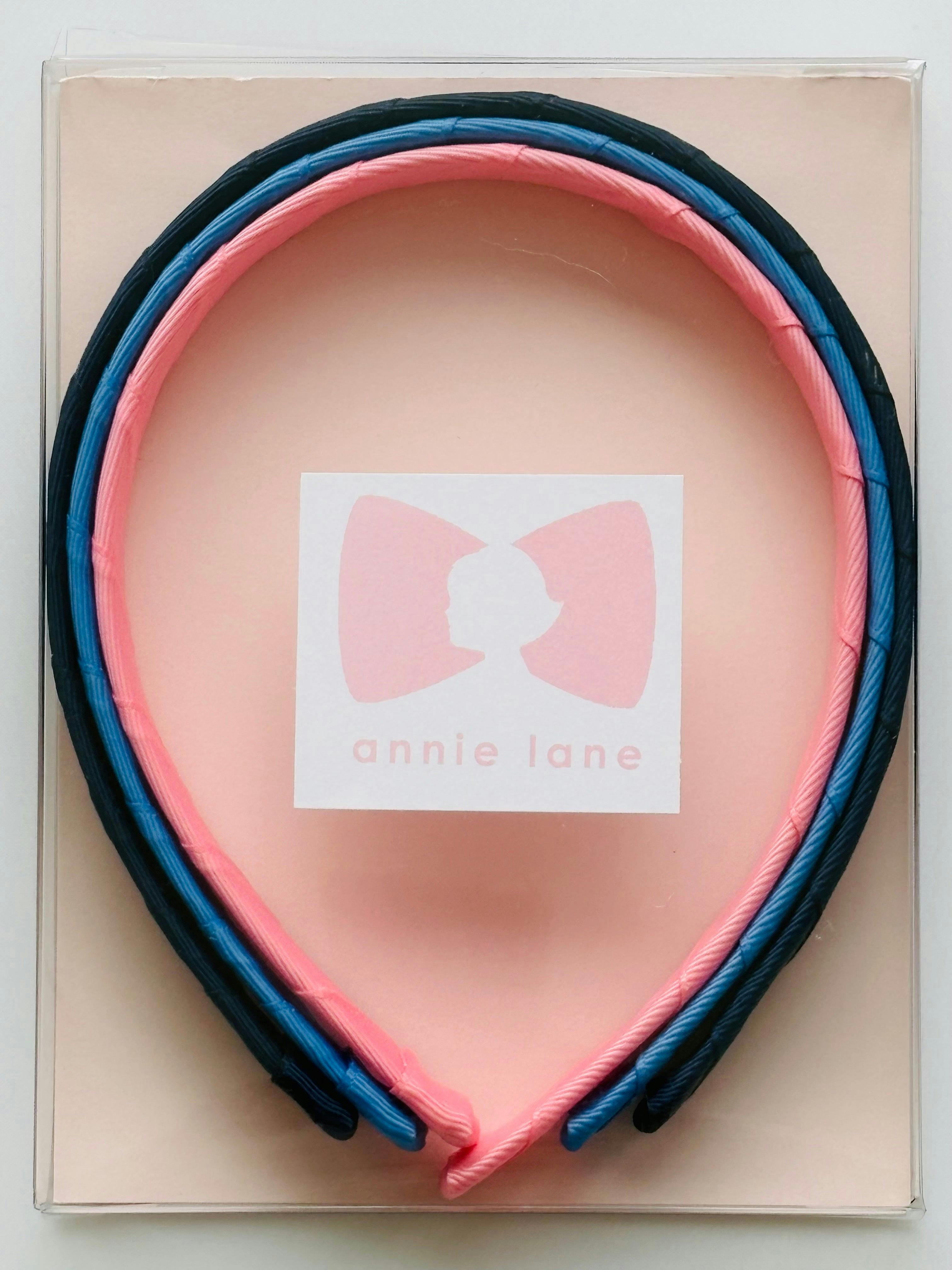 Set of three headbands - navy, capri blue and pink