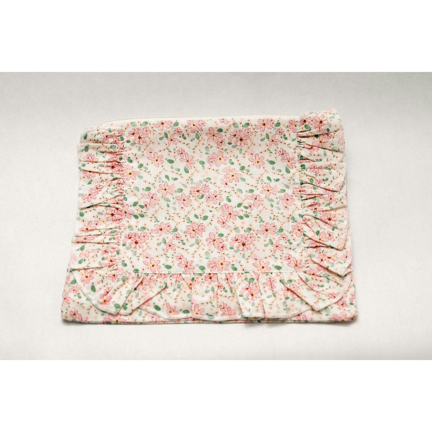 Peach Blossom Timeless Floral Ruffle Zipper Pouch