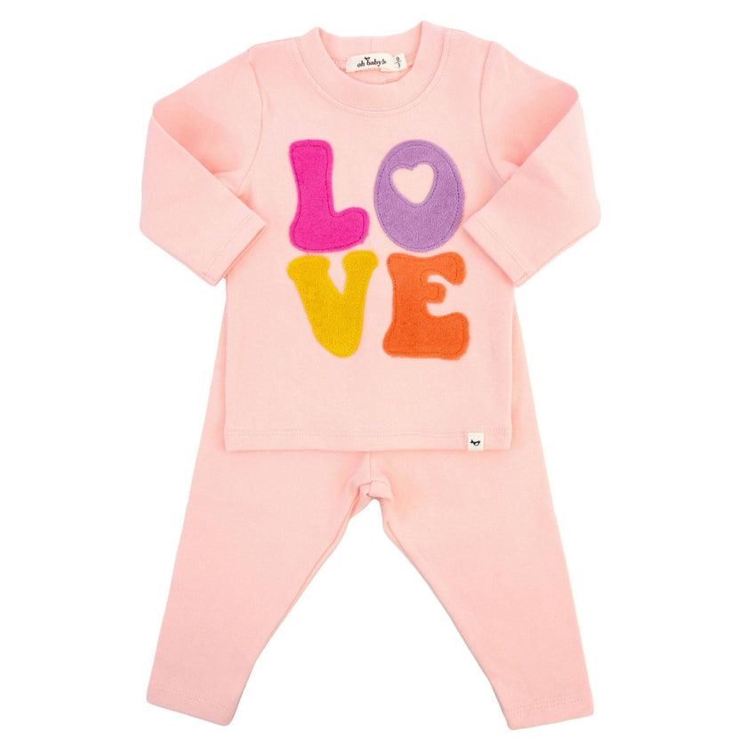 Cotton Candy LOVE Terry Applique Two Piece Set