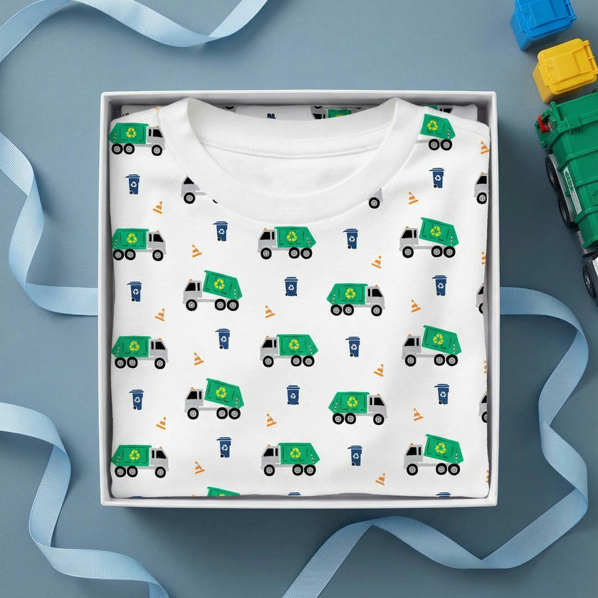 The Organic Long Sleeve Pajama Set [Recycling Trucks]