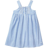 Girl's Twill Charlotte Nightgown in French Blue Heritage Stripe