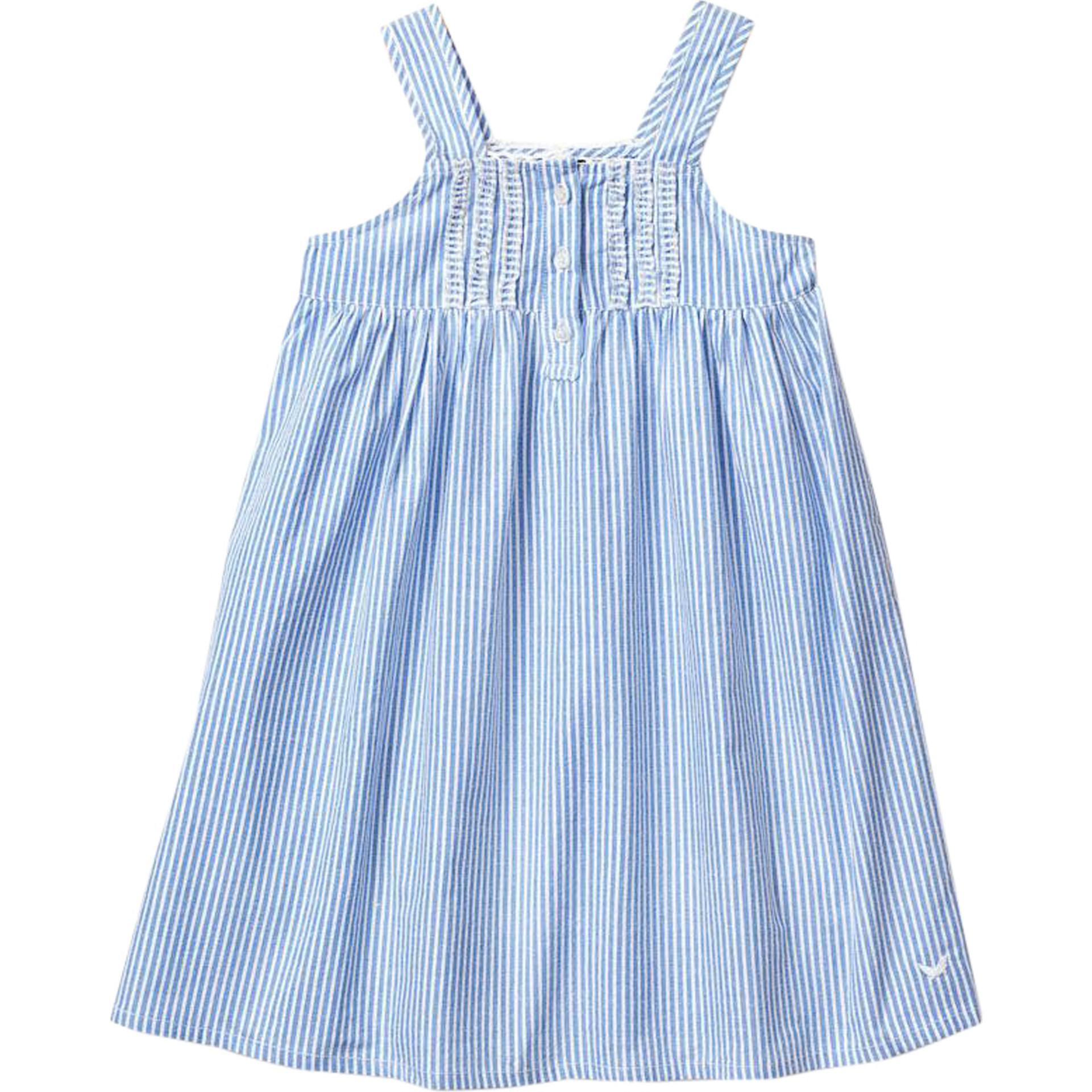 Girl's Twill Charlotte Nightgown in French Blue Heritage Stripe