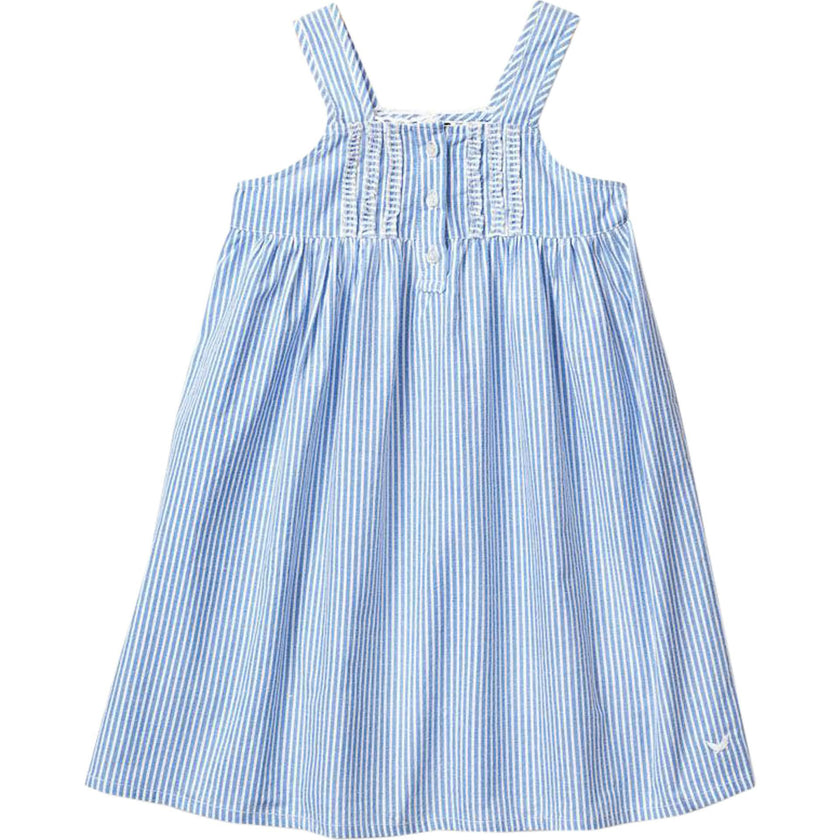 Girl's Twill Charlotte Nightgown in French Blue Heritage Stripe