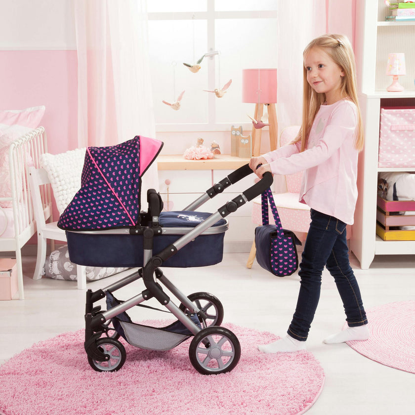 Bayer Design Dolls: Pram Neo City - Blue & Pink